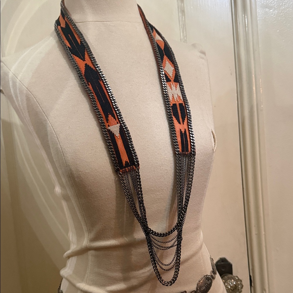 Elegant Black and Orange Beaded Necklace